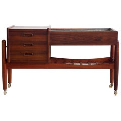 Vintage Arne Wahl Iversen Console with a Planter and Three Drawers