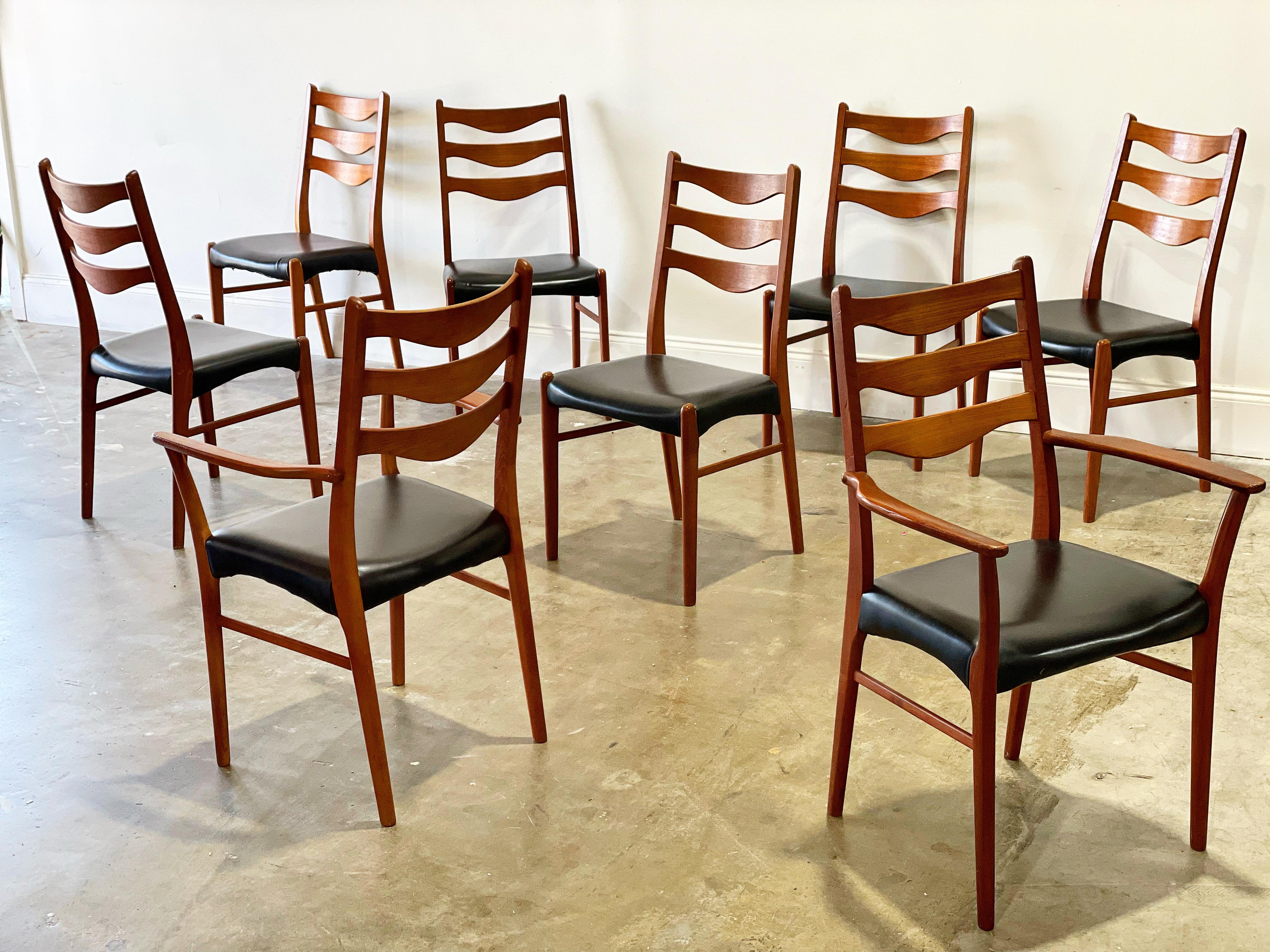 Arne Wahl Iversen Dining Chairs in Teak, Set of 8, Midcentury Danish Modern 7