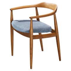 Arne Wahl Iversen for Niels E. Eilersen Armchair in Elm and Blue Upholstery 