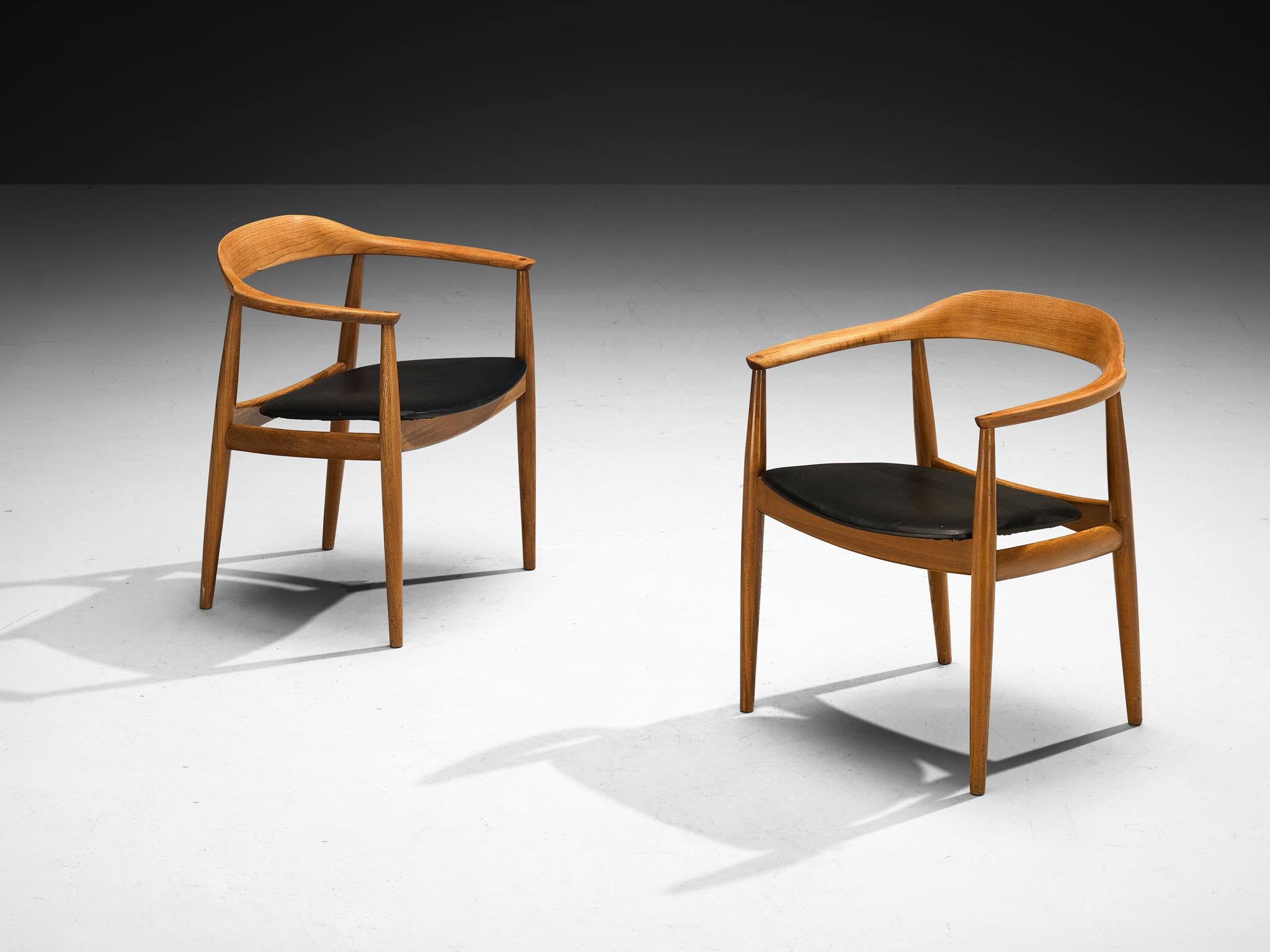 Faux Leather Arne Wahl Iversen for Niels Eilersen Set of Eight Dining Armchairs in Ash