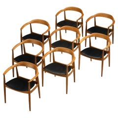 Arne Wahl Iversen for Niels Eilersen Set of Eight Dining Armchairs in Ash