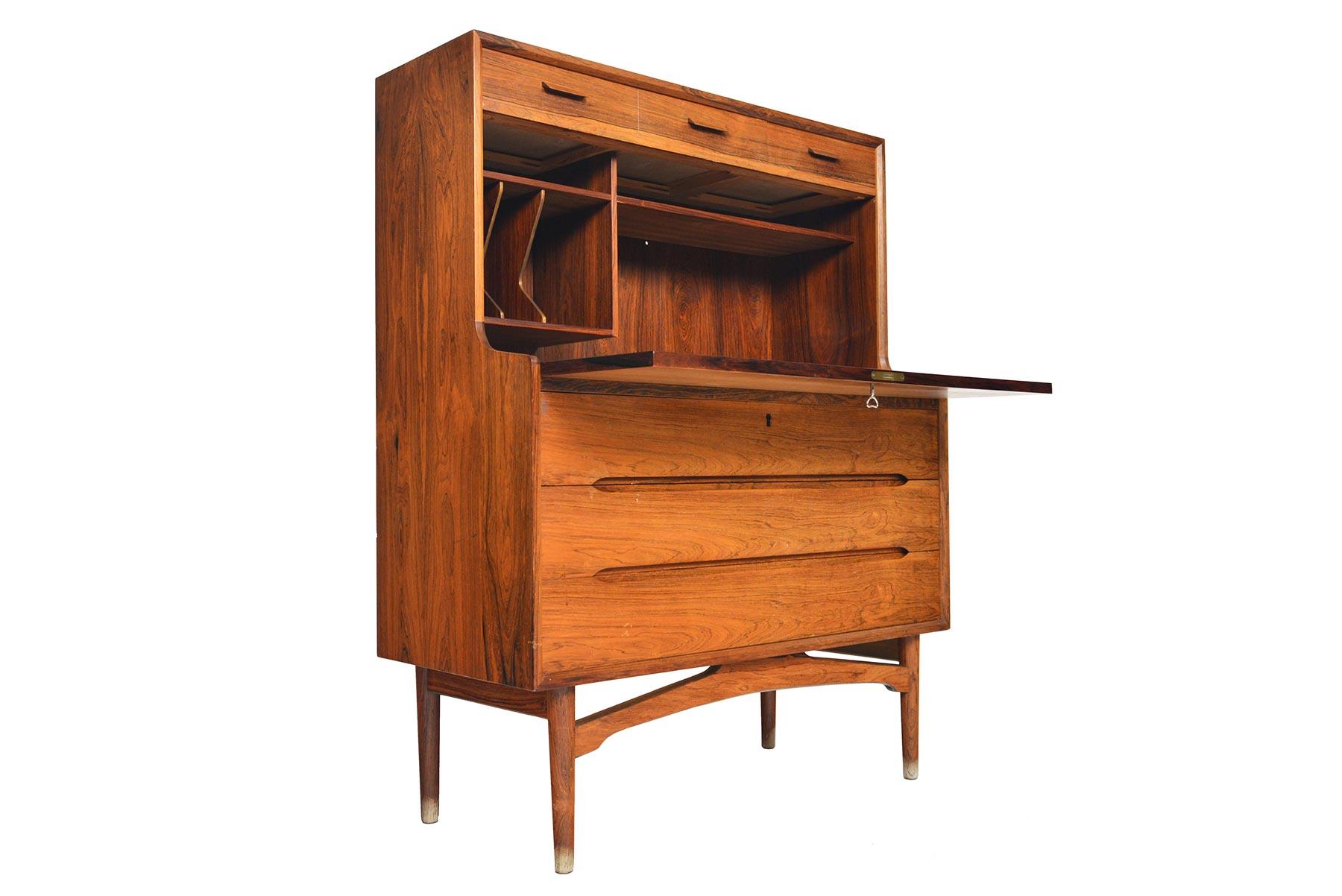 Lacquered Arne Wahl Iversen Model 54 Danish Modern Secretary Desk in Rosewood
