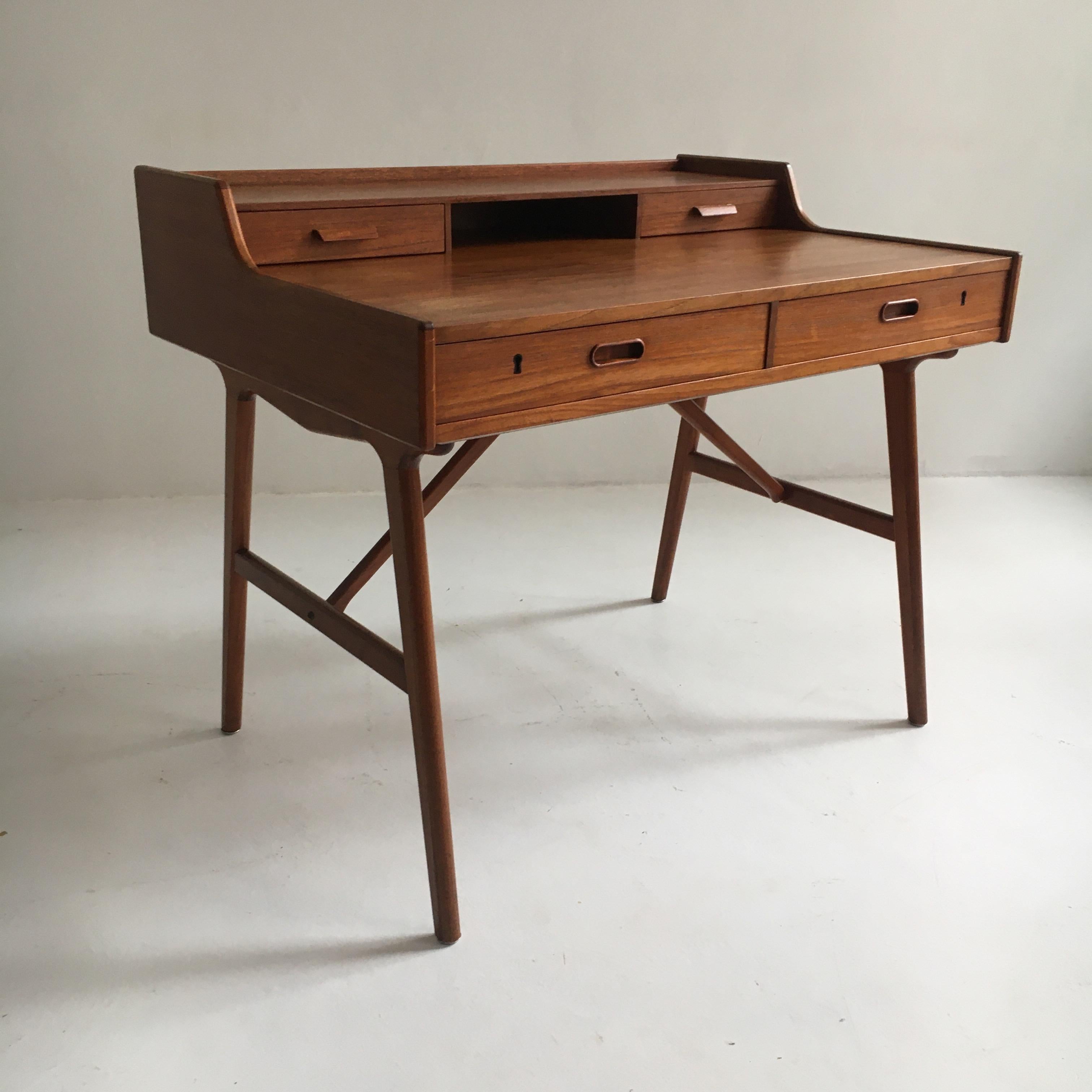 Arne Wahl Iversen model 64 teak desk, Denmark, 1960.