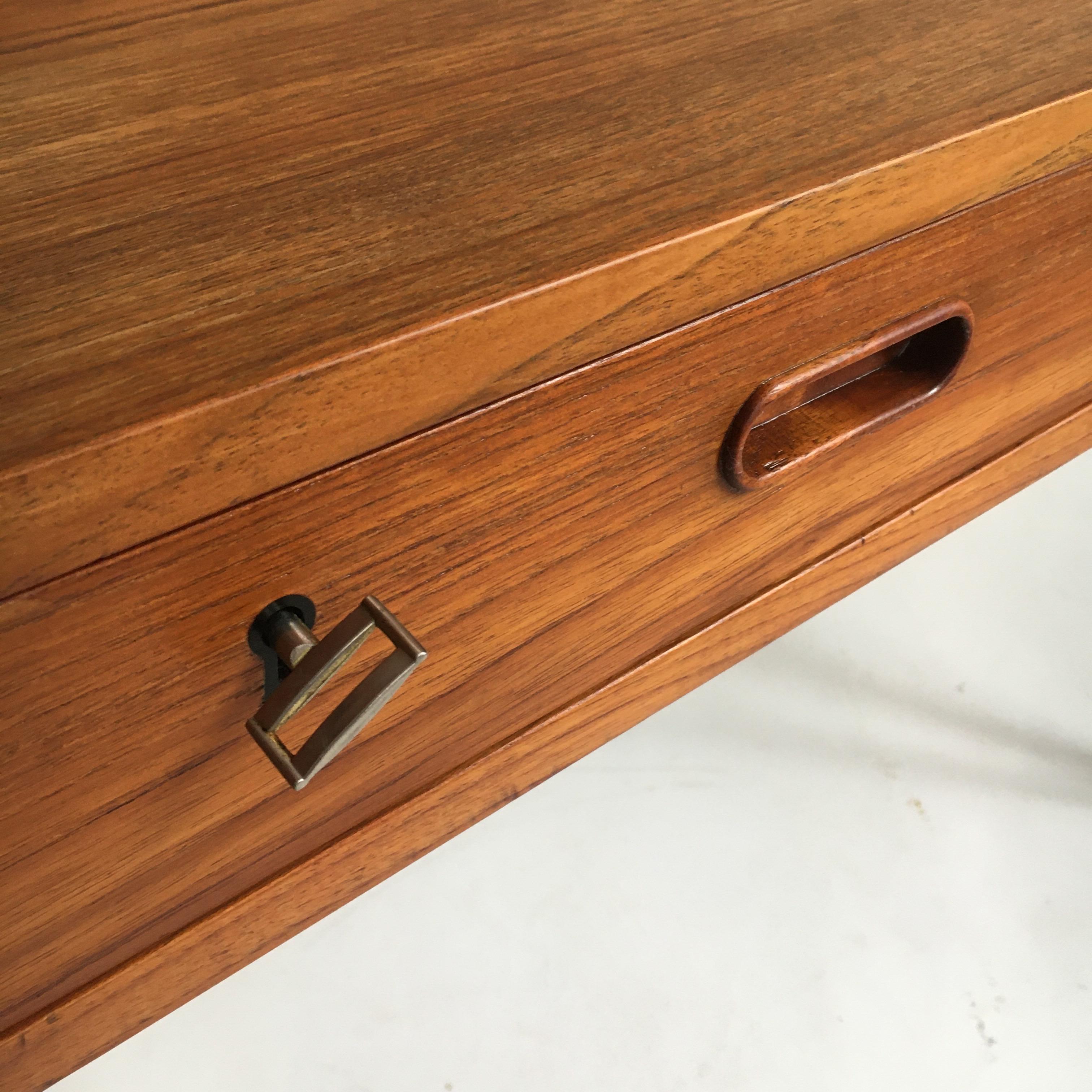 Brass Arne Wahl Iversen Model 64 Teak Desk, Denmark, 1960 For Sale