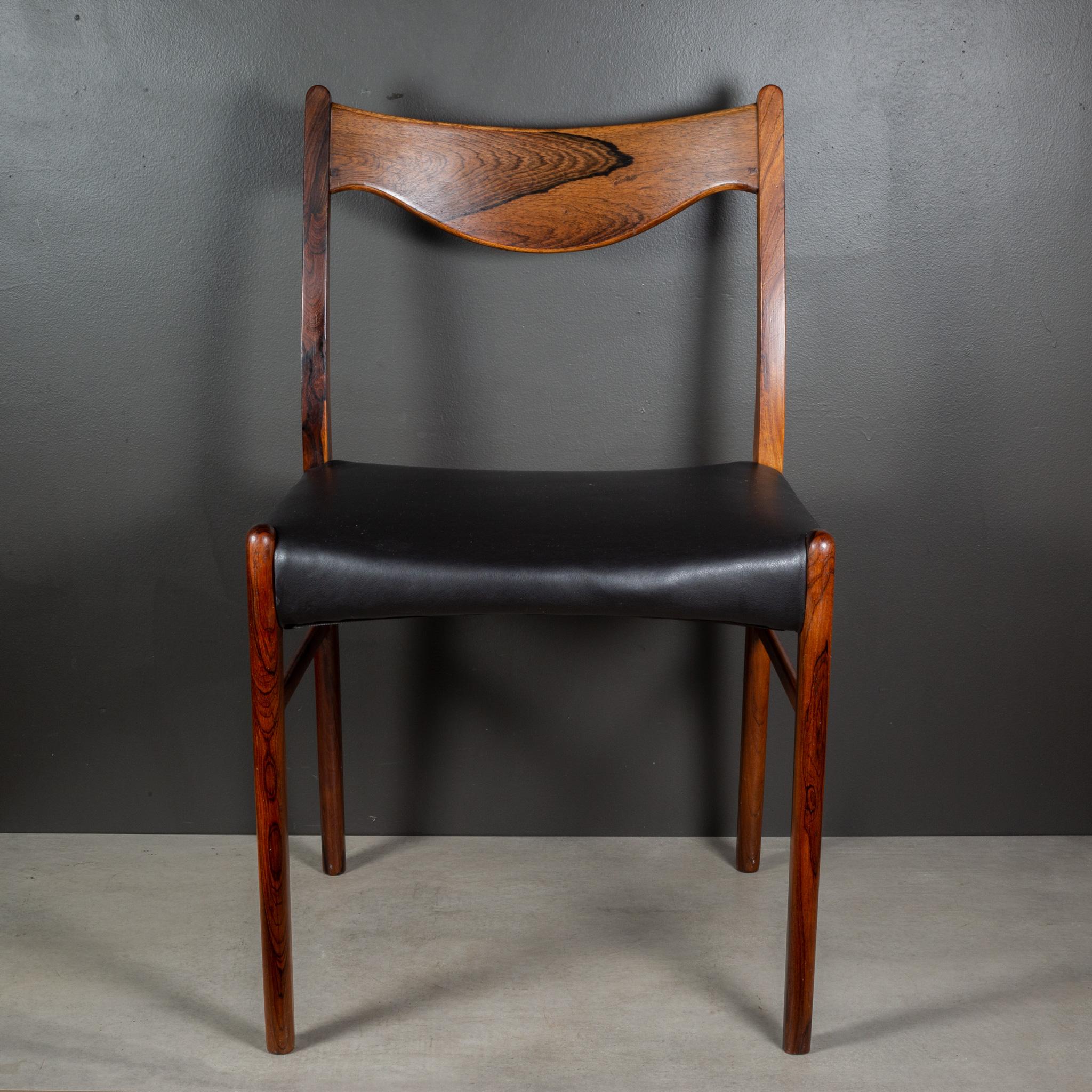 Mid-Century Modern Arne Wahl Iversen Model GS61 Rosewood and Leather Dining Chairs c.1950 For Sale