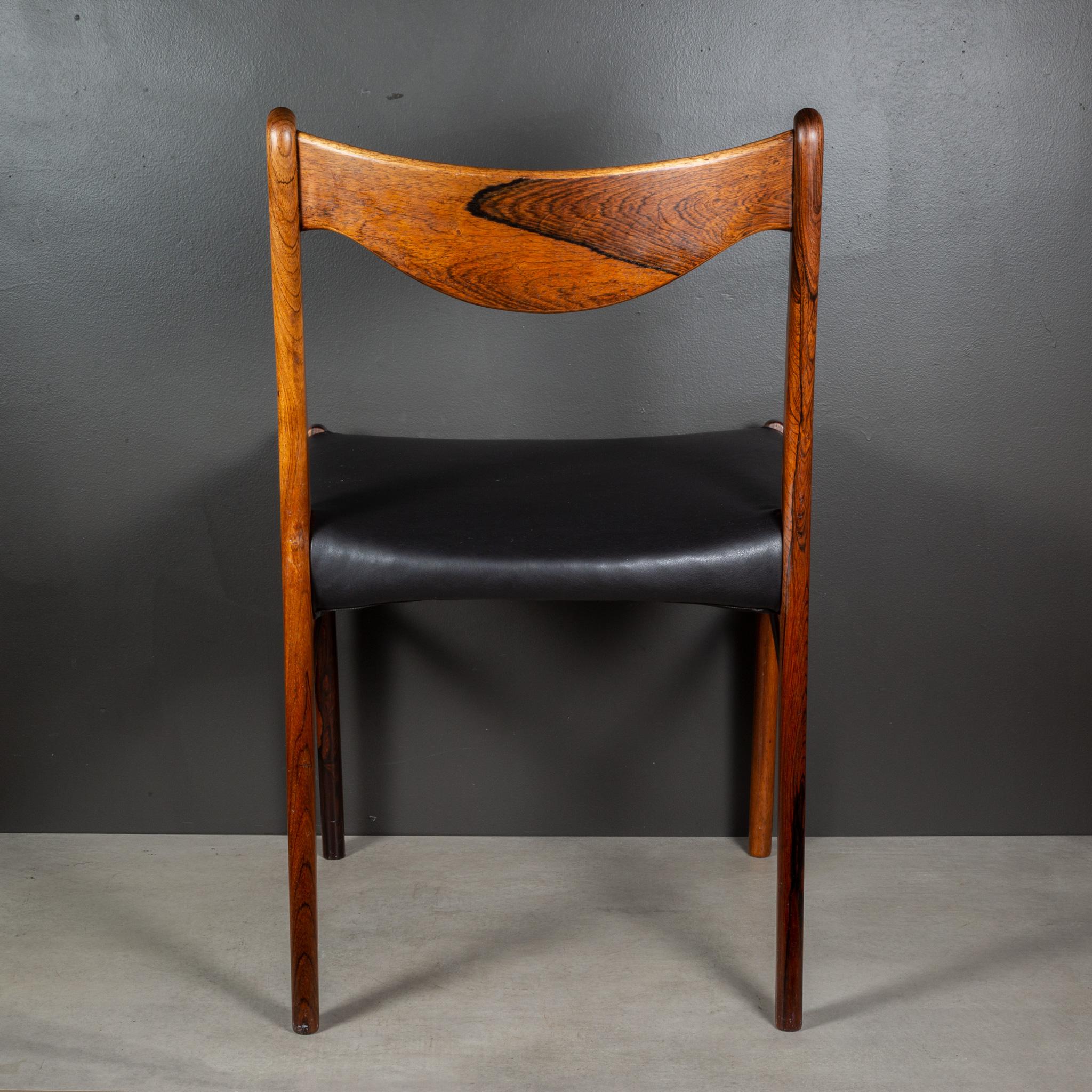 Arne Wahl Iversen Model GS61 Rosewood and Leather Dining Chairs c.1950 In Good Condition For Sale In San Francisco, CA