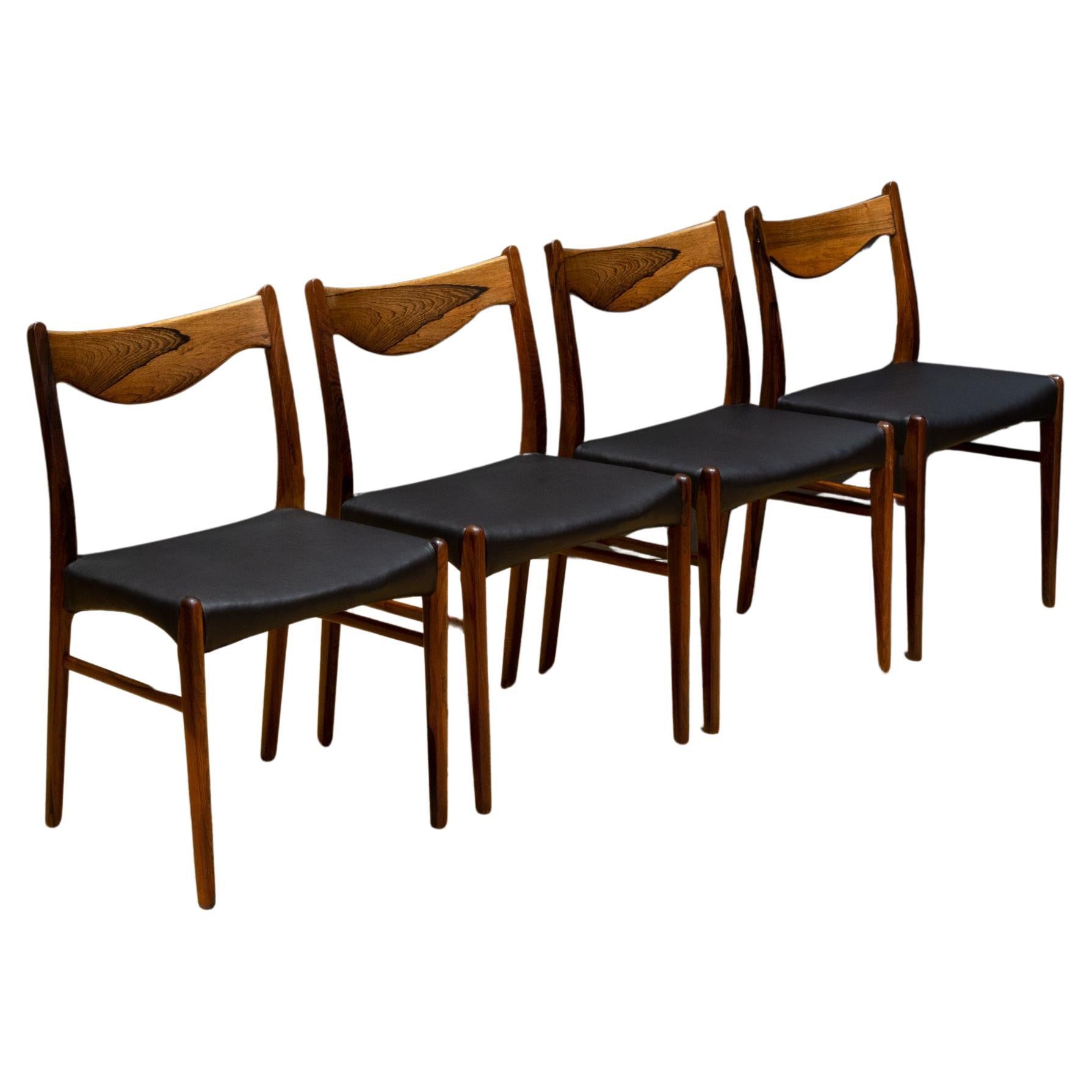 Arne Wahl Iversen Model GS61 Rosewood and Leather Dining Chairs c.1950 For Sale