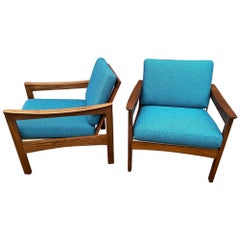 Arne Wahl Iversen Open Arm Teak Lounge Chairs
