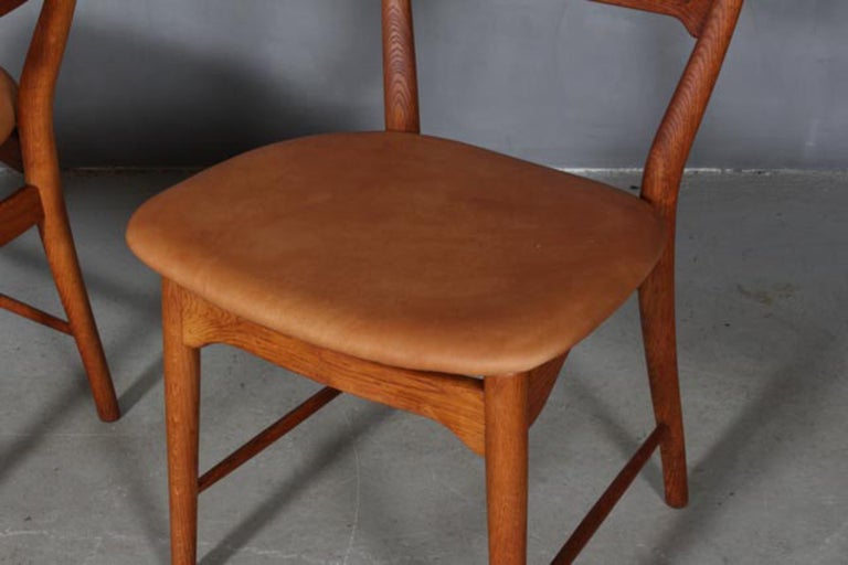 Arne Wahl Iversen Pair of Side Chairs, Cane and Leather In Excellent Condition In Esbjerg, DK