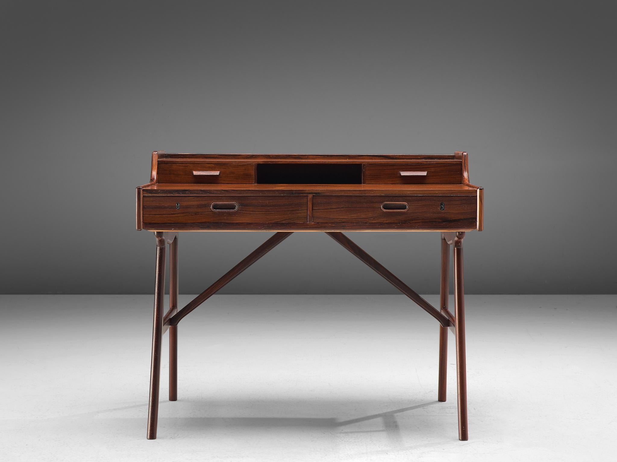 Scandinavian Modern Arne Wahl Iversen Refinished Desk in Rosewood for Vinde Møbelfabrik