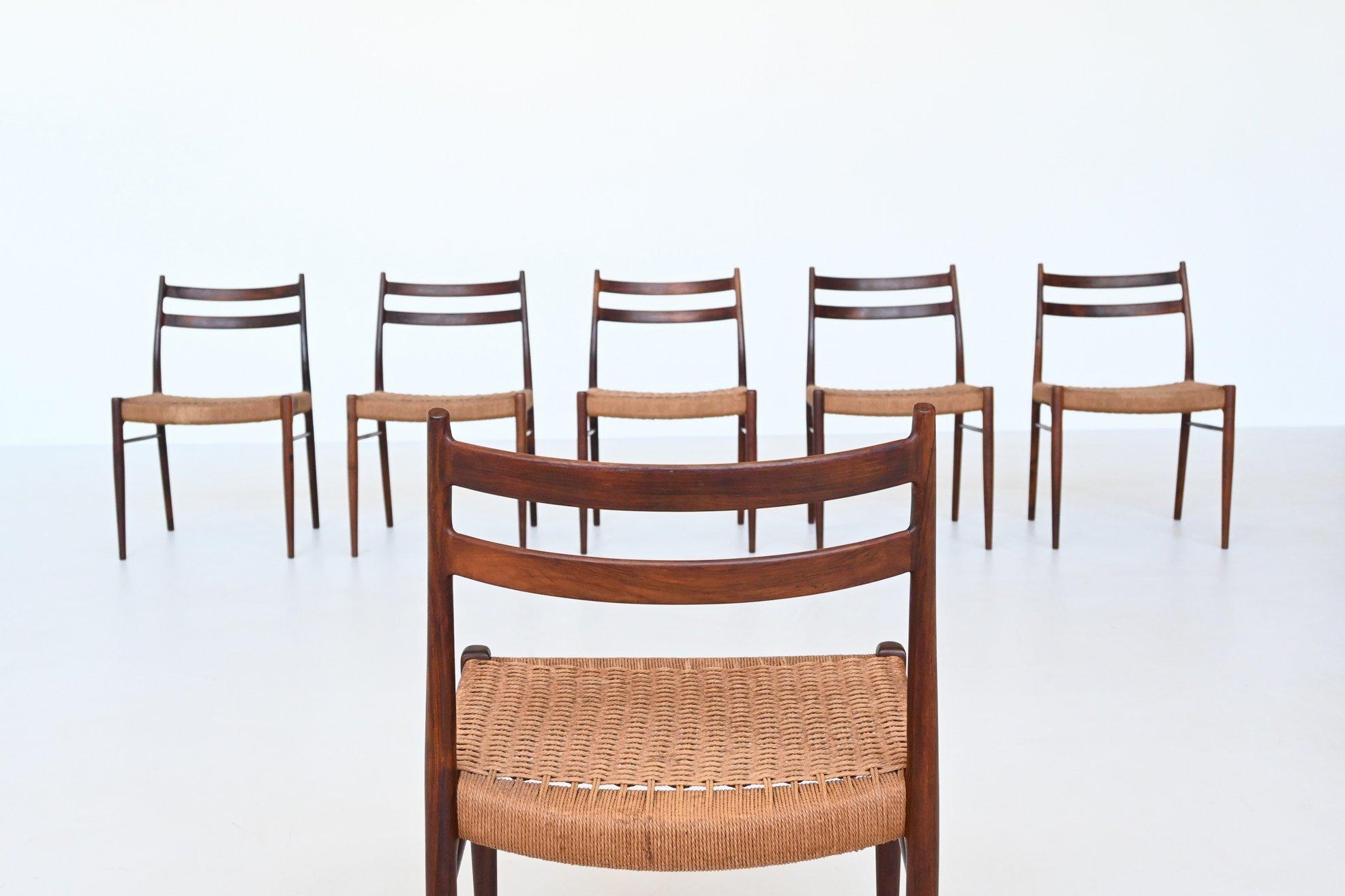 Arne Wahl Iversen Rosewood Dining Chairs Glyngore Stolefabrik, Denmark, 1959 3