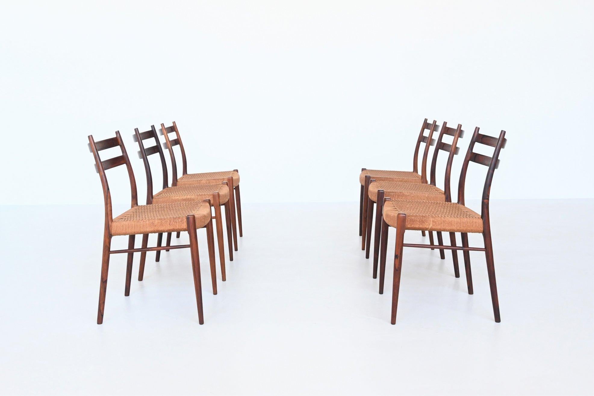 Arne Wahl Iversen Rosewood Dining Chairs Glyngore Stolefabrik, Denmark, 1959 6