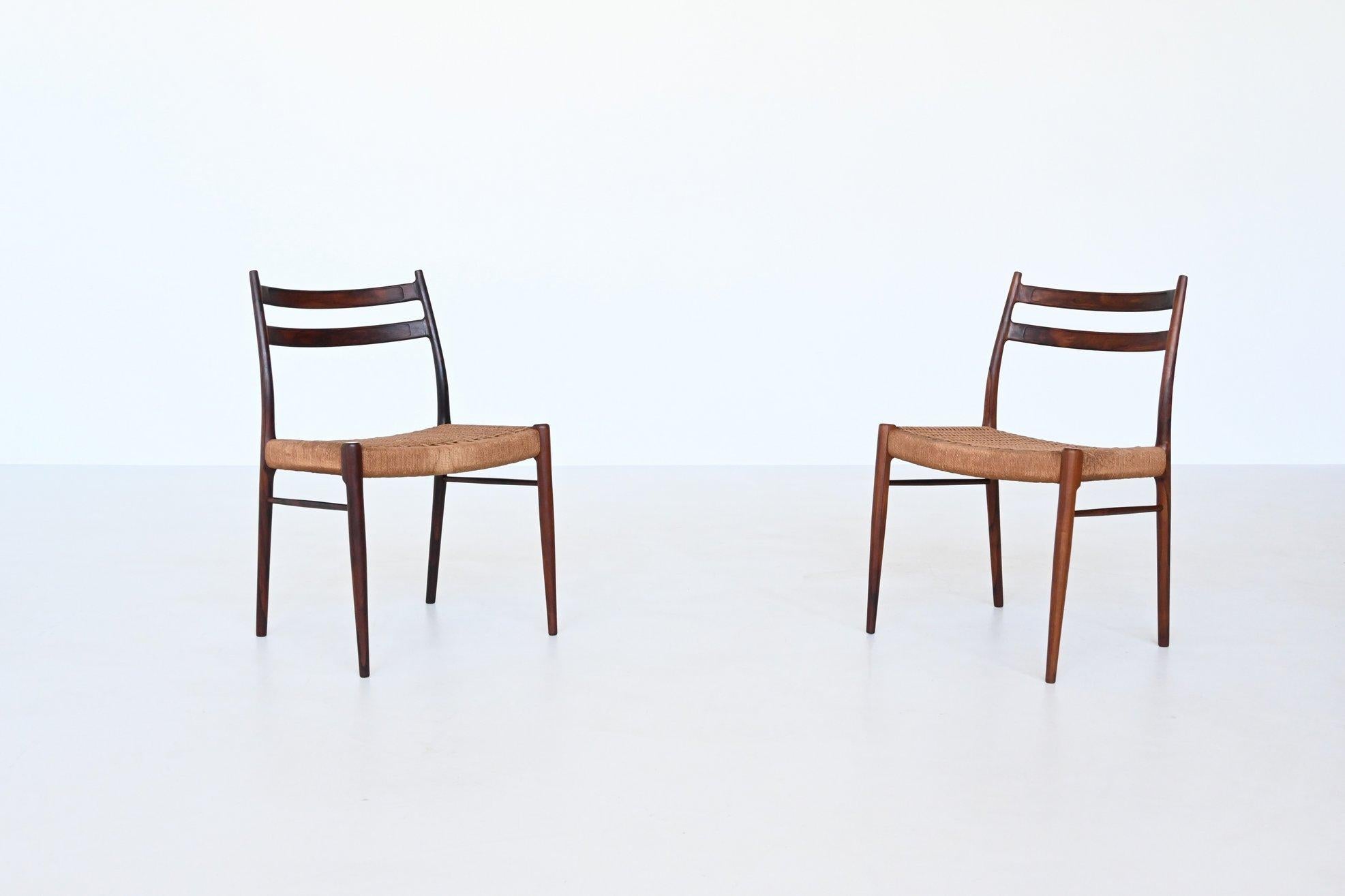 Arne Wahl Iversen Rosewood Dining Chairs Glyngore Stolefabrik, Denmark, 1959 9