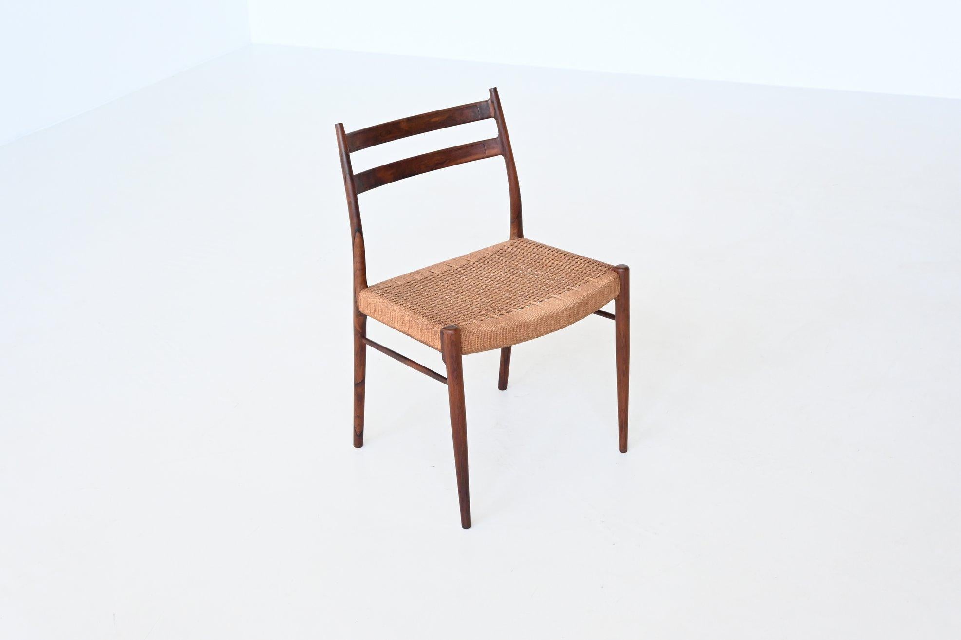 Arne Wahl Iversen Rosewood Dining Chairs Glyngore Stolefabrik, Denmark, 1959 10