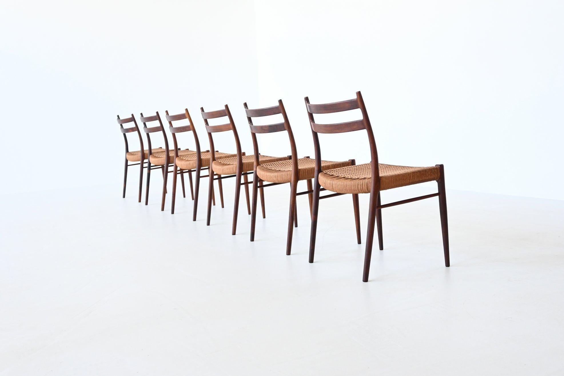 Danish Arne Wahl Iversen Rosewood Dining Chairs Glyngore Stolefabrik, Denmark, 1959