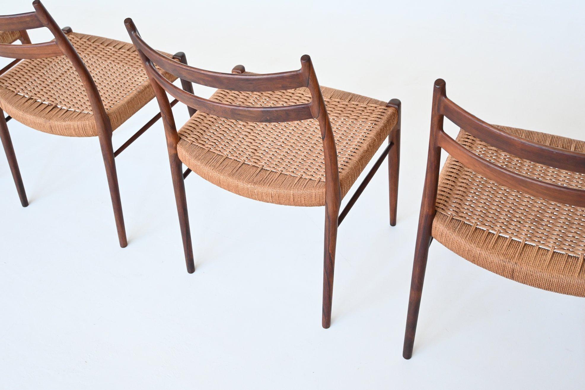 Arne Wahl Iversen Rosewood Dining Chairs Glyngore Stolefabrik, Denmark, 1959 In Good Condition In Etten-Leur, NL