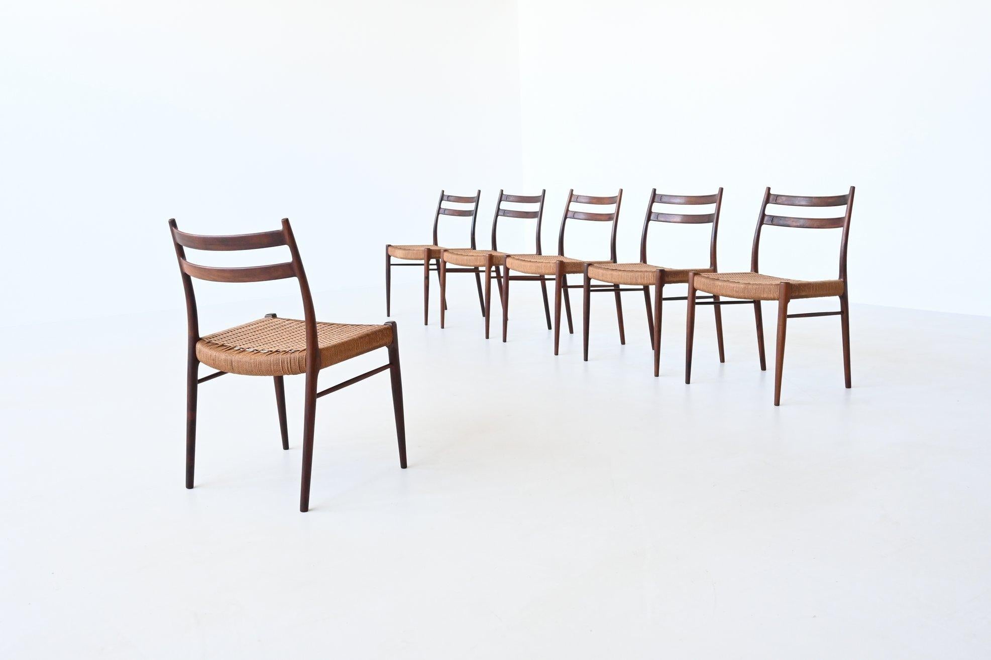 Arne Wahl Iversen Rosewood Dining Chairs Glyngore Stolefabrik, Denmark, 1959 2