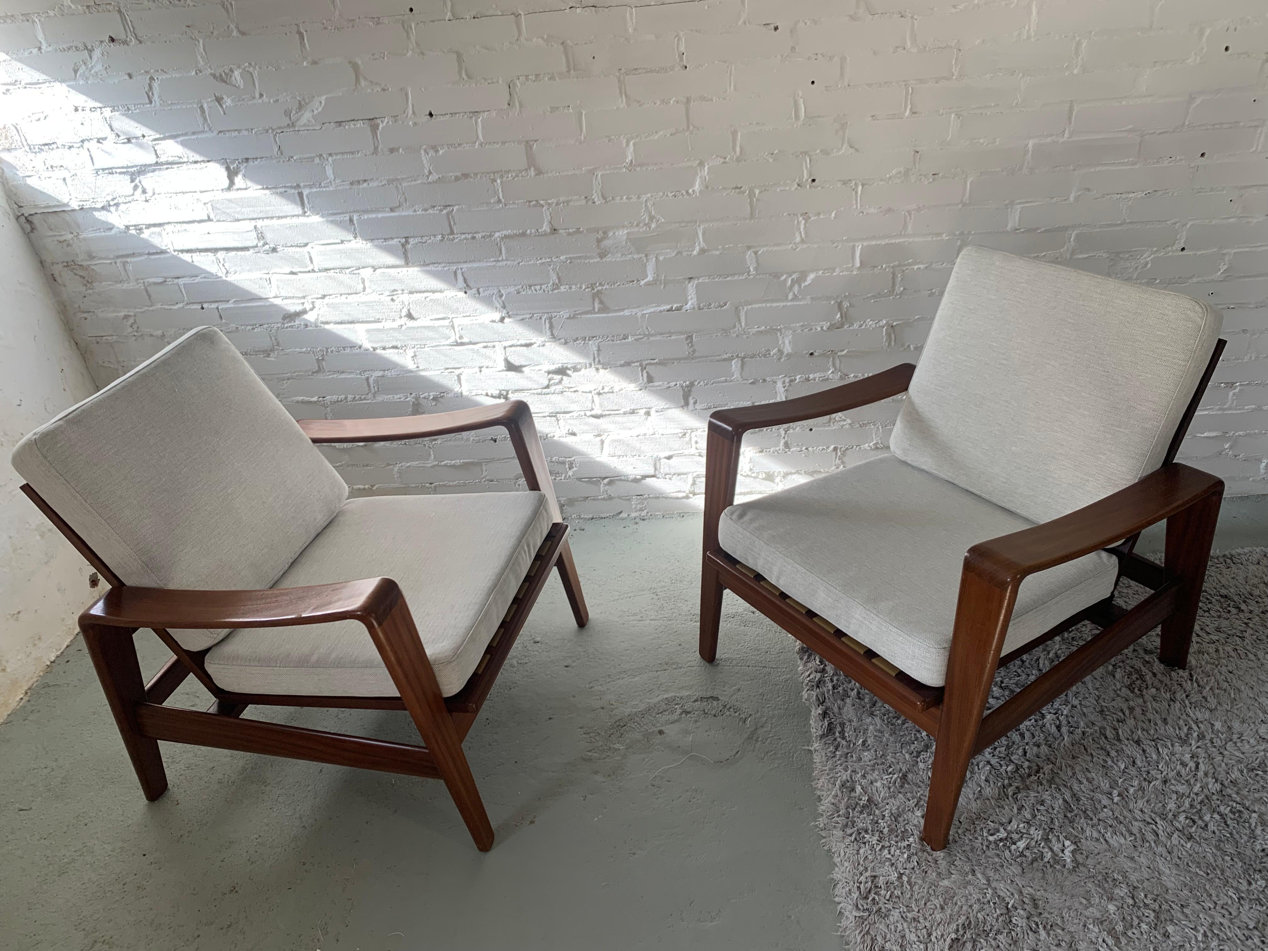 Fabric Arne Wahl Iversen Set of 2 Armchairs for Komfort, 1960's