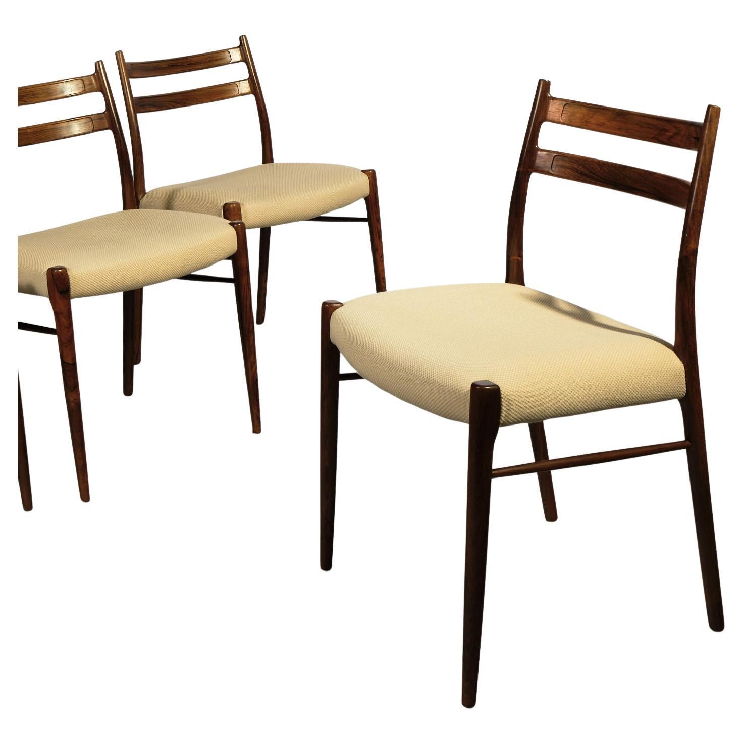 Arne Wahl Iversen Set of 4 Rosewood Dining Chairs c.1960s