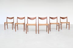 Arne Wahl Iversen set of six dining chairs in teak Glyngore Denmark 1960