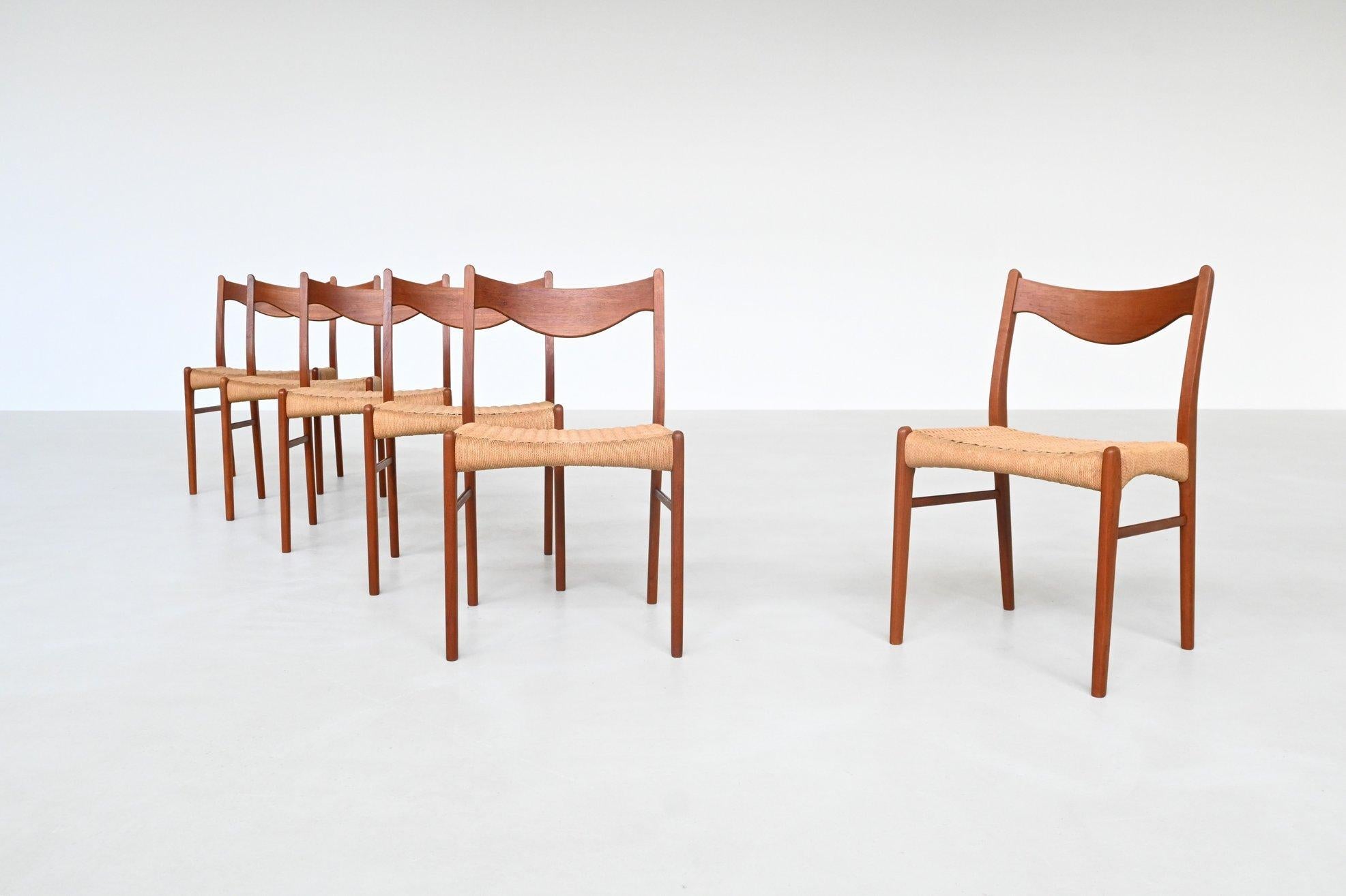 Arne Wahl Iversen Satz von sechs Esszimmerstühlen aus Teakholz Glyngore Dänemark 1960 (Skandinavische Moderne) im Angebot