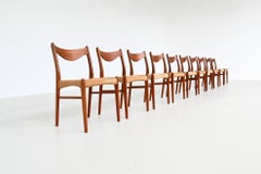 Arne Wahl Iversen set of ten dining chairs in teak Glyngore Denmark 1960