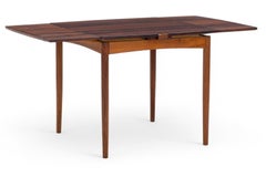 Arne Wahl Iversen Square Bow Edge Draw Leaf Dining Table in Rosewood