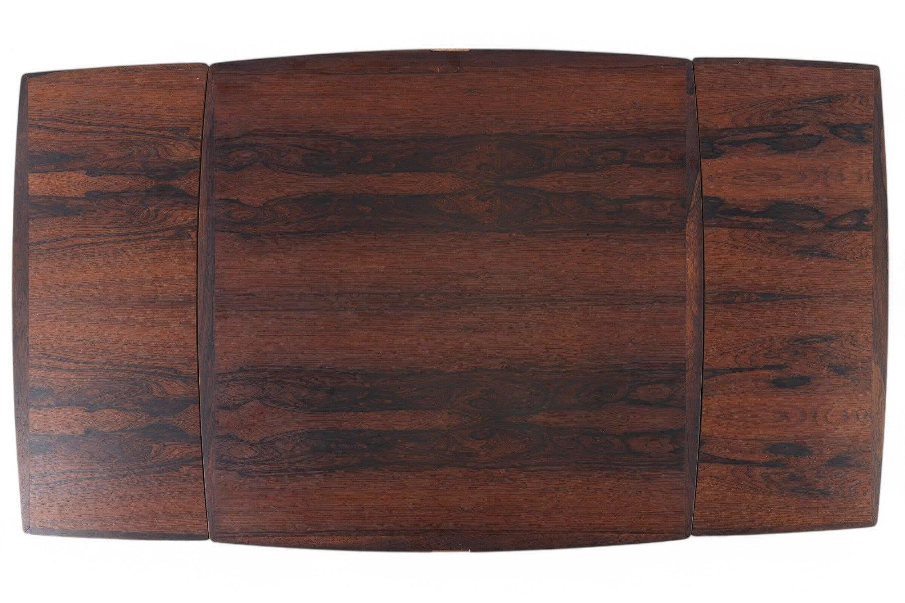 Mid-Century Modern Table de salle à manger en bois de rose Arne Wahl Iversen Square Bow Edge Draw Leaf en vente