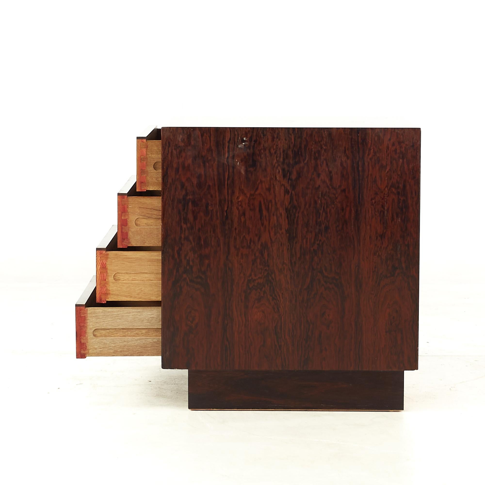 Arne Wahl Iversen Style Mid-Century Rosewood Nightstand In Good Condition In Countryside, IL