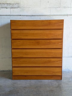 Arne Wahl Iversen Teak 6 Drawer Tall Highboy Dresser Denmark MCM 1960s