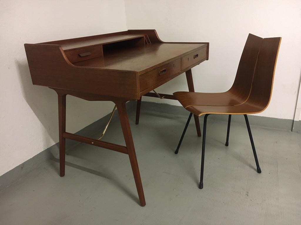 Arne Wahl Iversen Teak & Brass Desk Model 