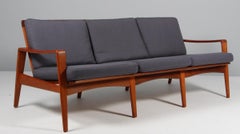 Arne Wahl Iversen, three seat sofa, teak and  Vidar fabric from Kvadart. Denmark