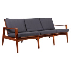 Arne Wahl Iversen, three seat sofa, teak and  Vidar fabric from Kvadart. Denmark