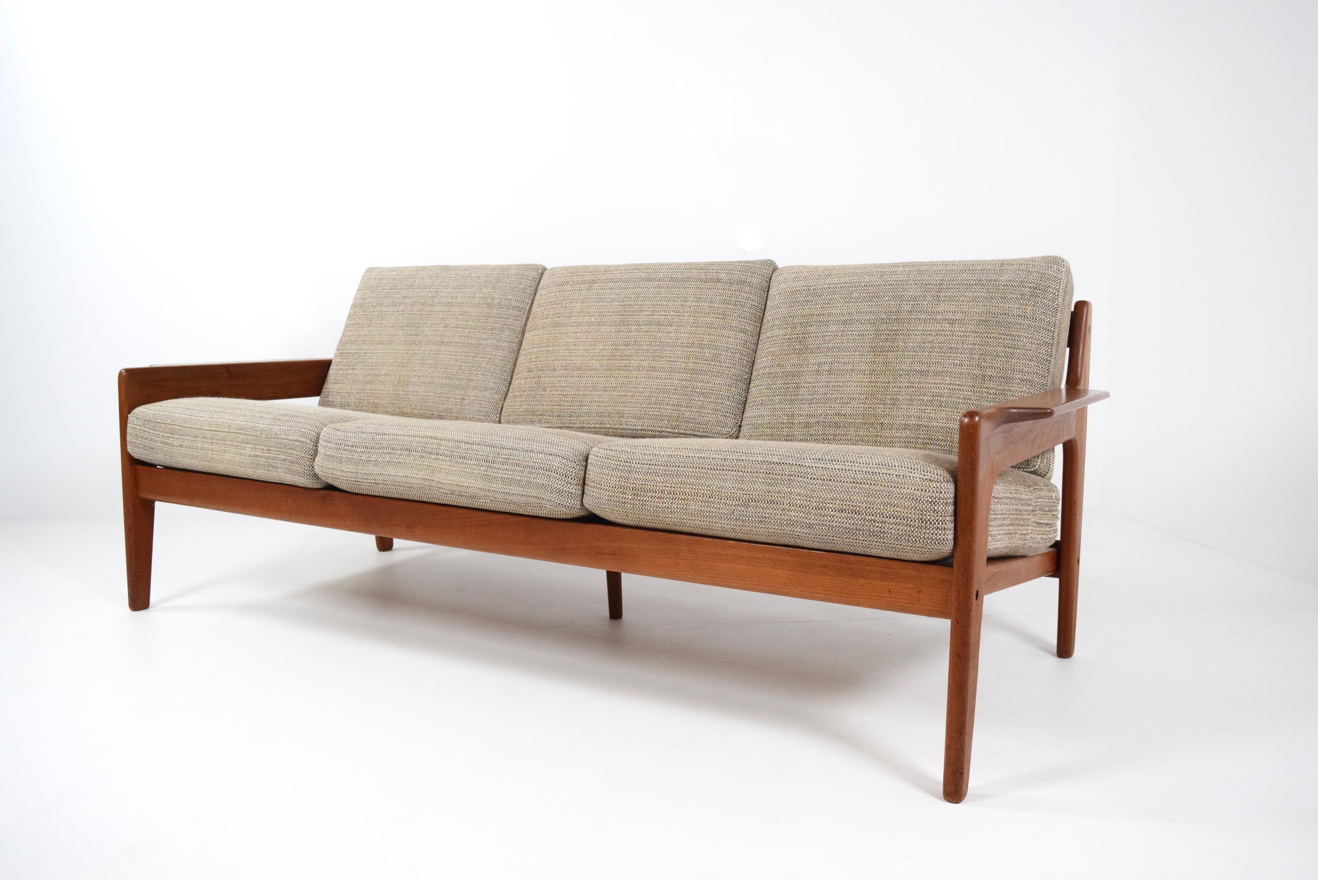 Scandinavian Modern Arne Wahl Iversen Three-Seater Teak Sofa for Komfort, Denmark, 1960s