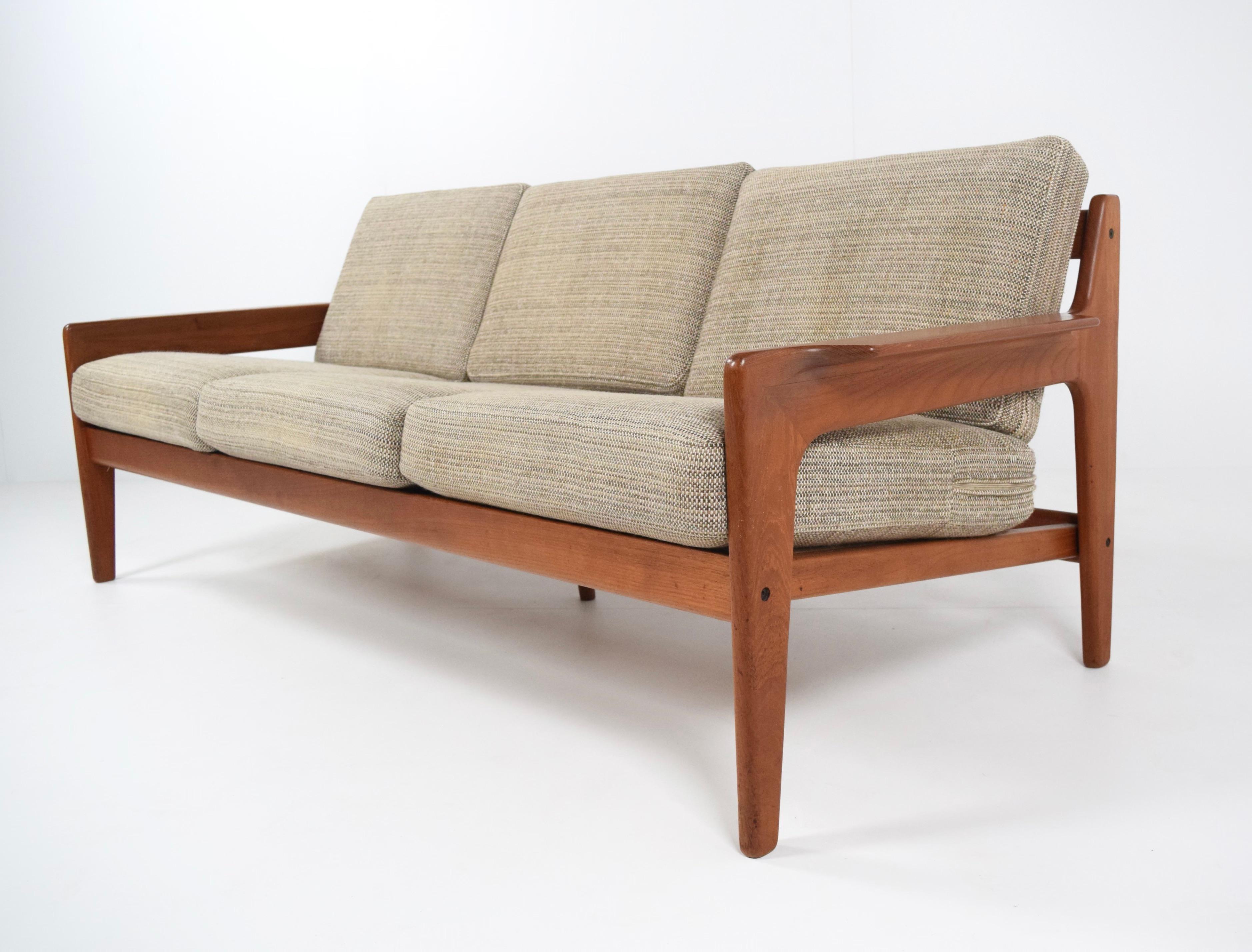Danish Arne Wahl Iversen Three-Seater Teak Sofa for Komfort, Denmark, 1960s