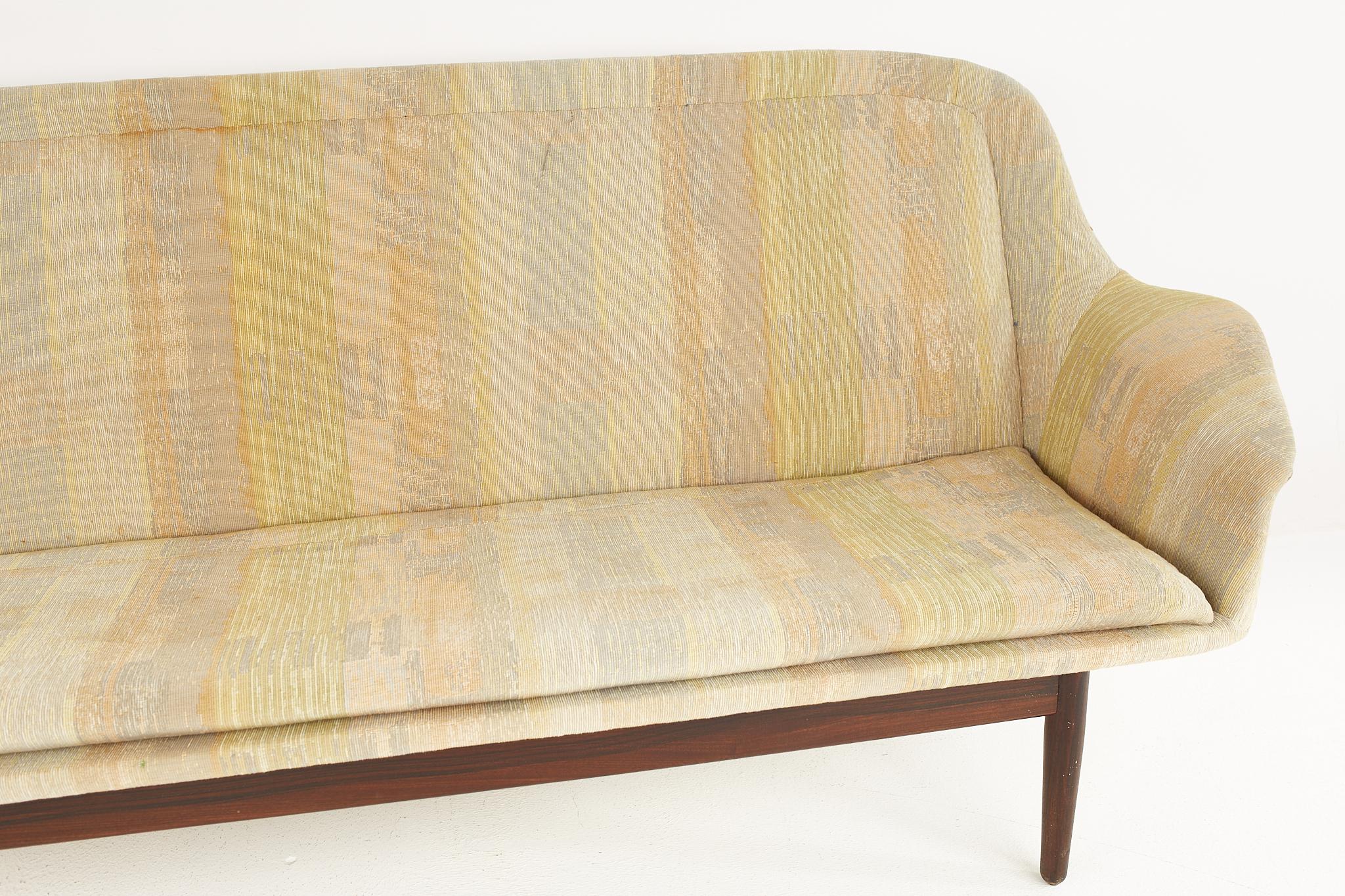 Upholstery Arnie Vodder for George Tanier Mid Century Danish Walnut Loveseat For Sale