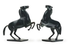 Pair of Prancing Horses, two bronzes signed and numbered by Arno Breker
