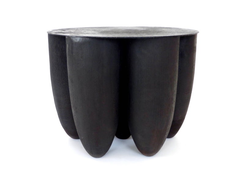Belgian Arno Declercq Artist Designer Black Senufo Iroko Wood Low Coffee or Side Table For Sale