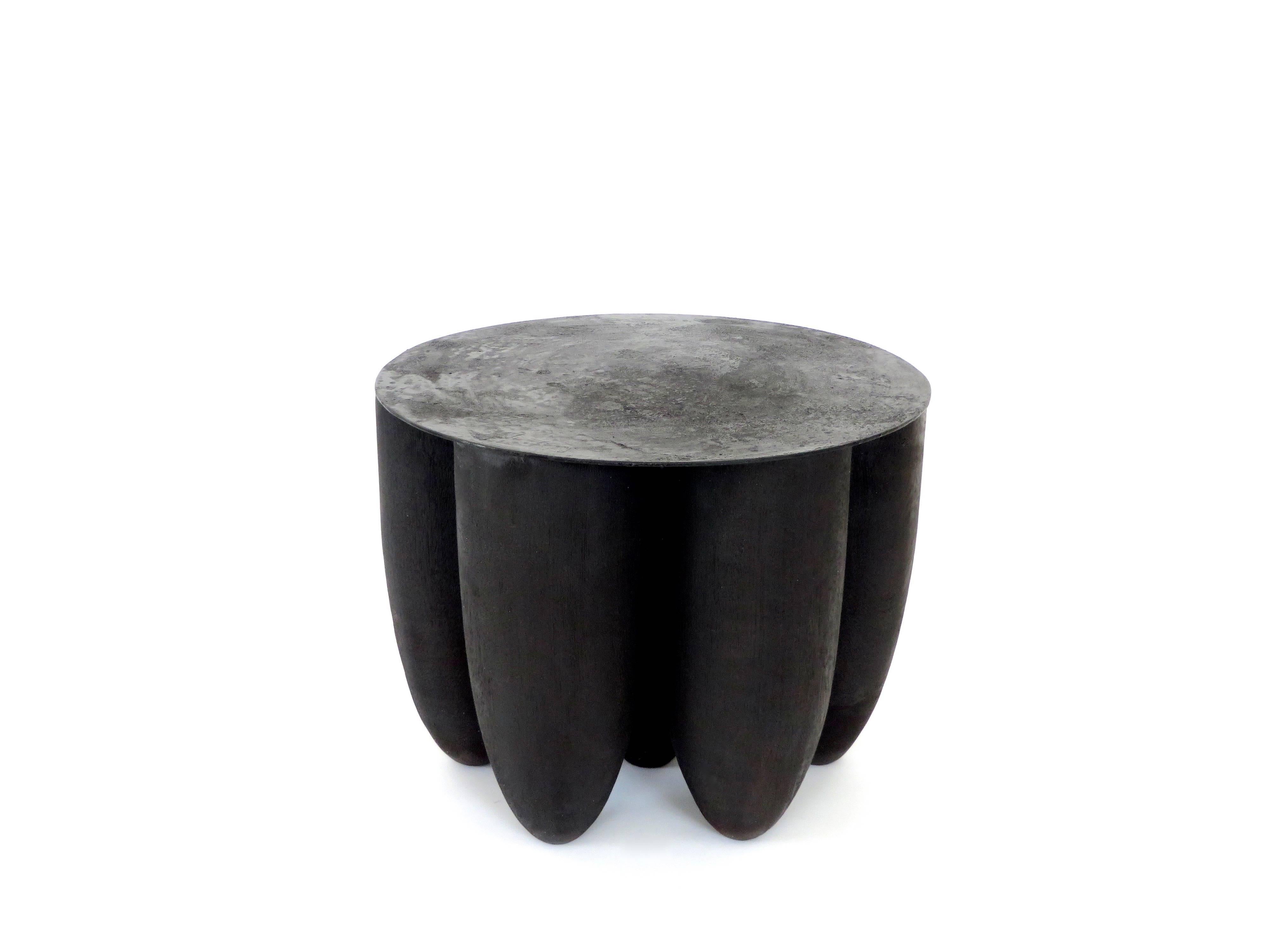 Arno Declercq Artist Designer Black Senufo Iroko Wood Low Coffee or Side Table In Excellent Condition In Chicago, IL