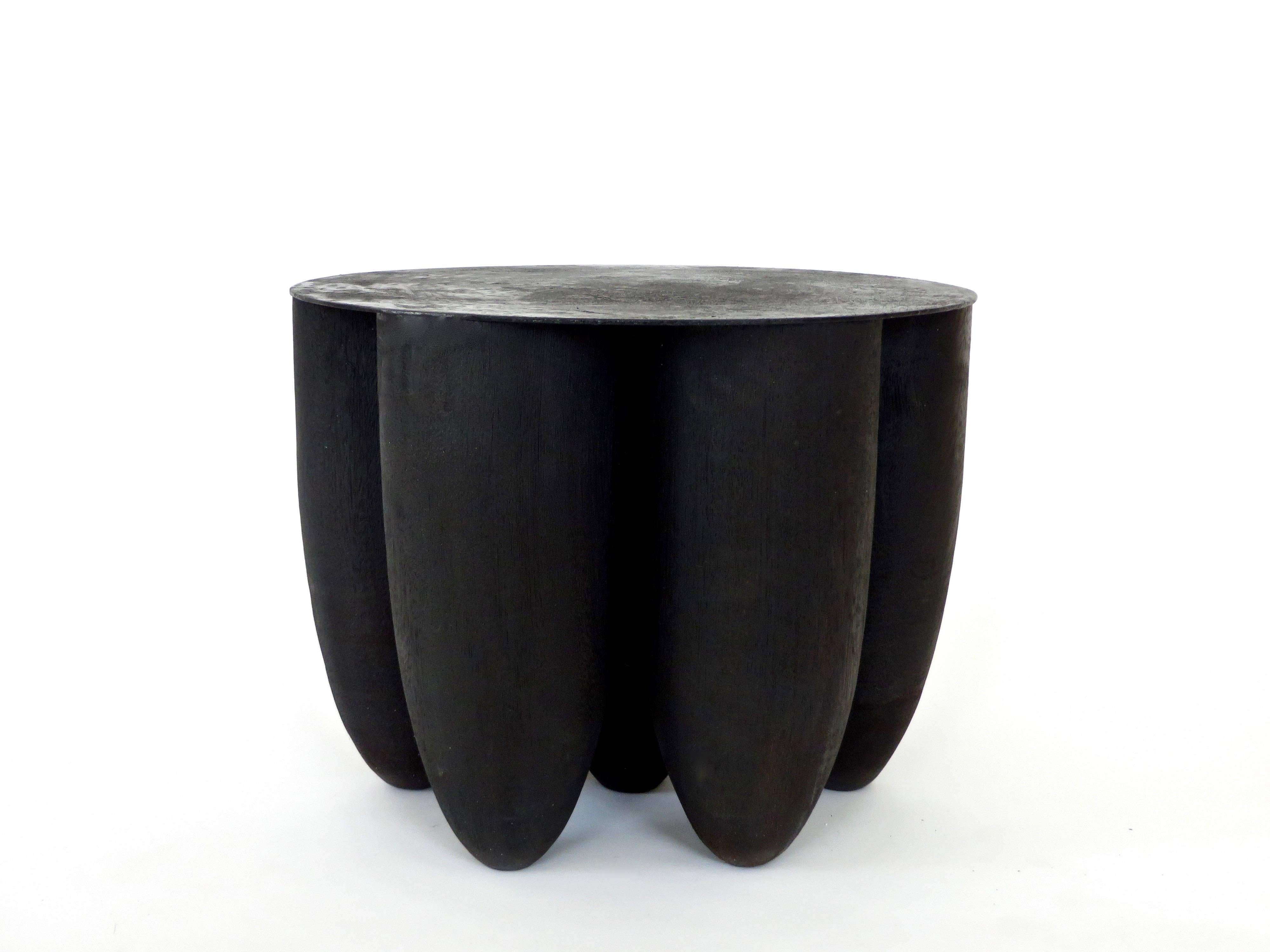 Contemporary Arno Declercq Artist Designer Black Senufo Iroko Wood Low Coffee or Side Table