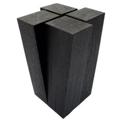 Tavolino o sgabello a quattro gambe Shou Sugi Ban in legno di Oak Wood belga di Arno Declercq