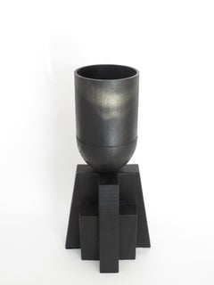 Arno Declercq Vaso Babel grande in Oak Oak belga nero e acciaio bruciato