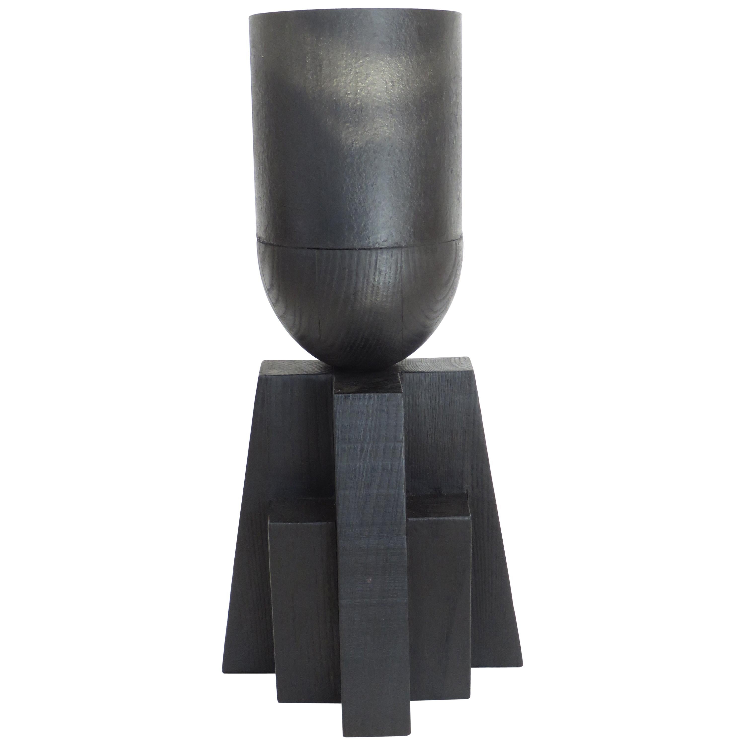 Arno Declercq Black Belgian Oak and Burned Steel Large Babel Vase
