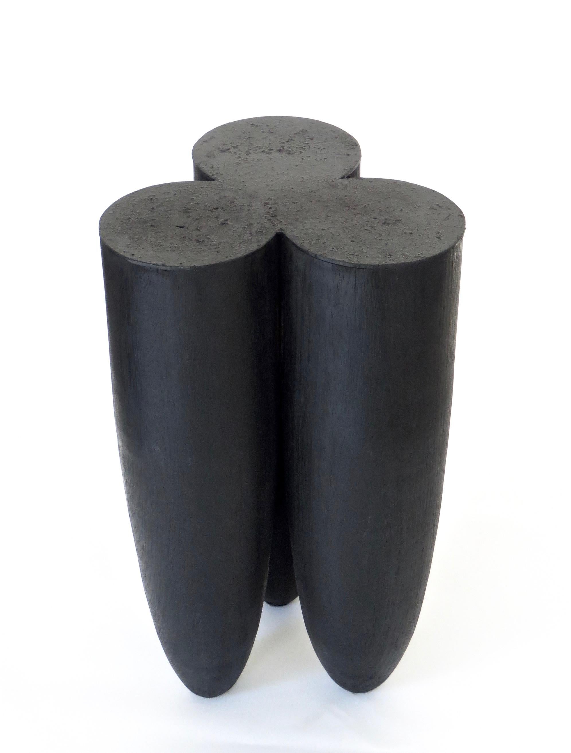 Contemporary Arno Declercq Senufo Black Iroko Wood and Patinated Burned Steel Stool