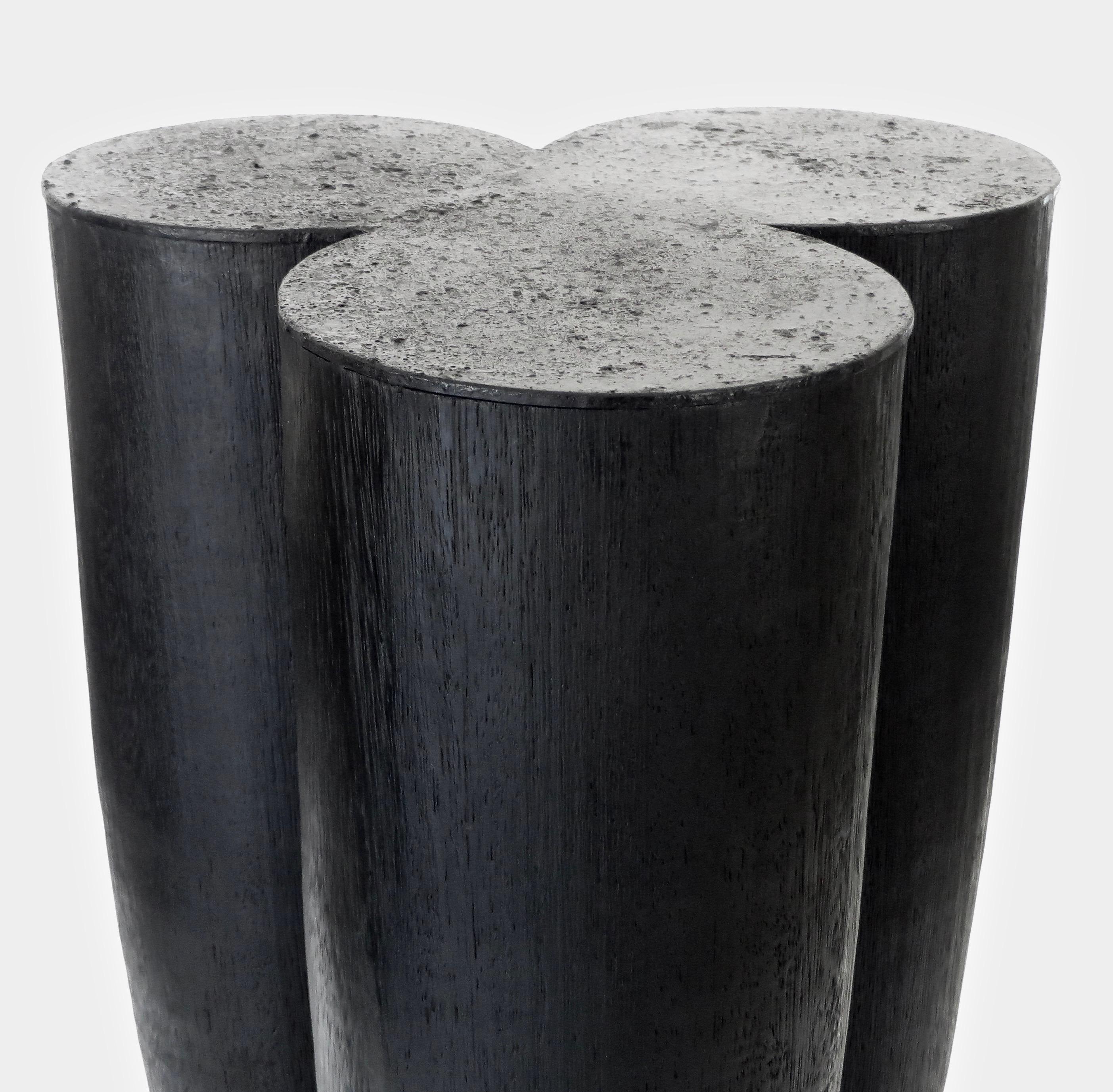 Arno Declercq Senufo Black Iroko Wood and Patinated Burned Steel Stool 4