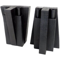 Arno Declercq Blackened Belgian Oak Wood Candleholder