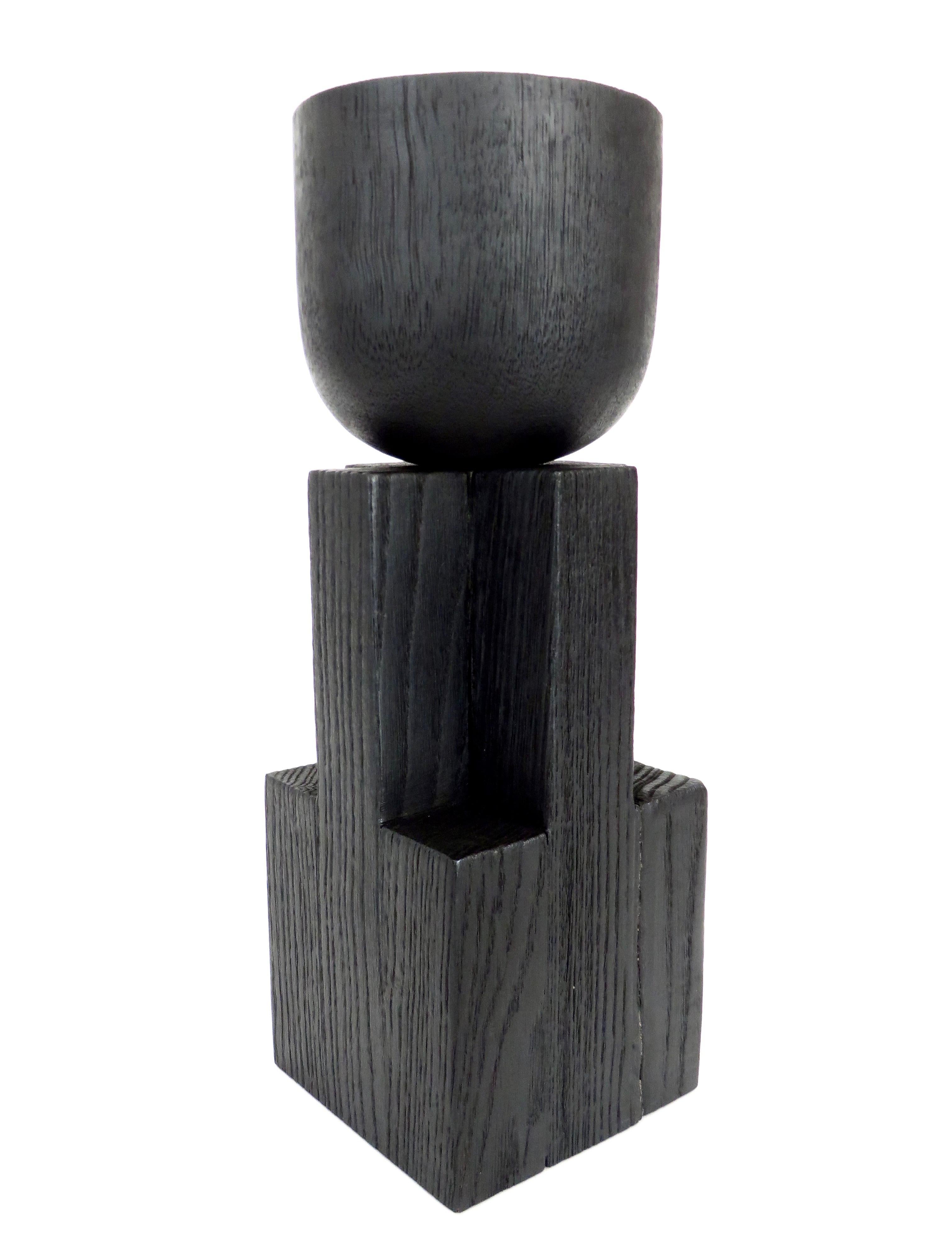 Contemporary Arno DeClercq Blackened Belgian Oak Wood Goblet Bowl