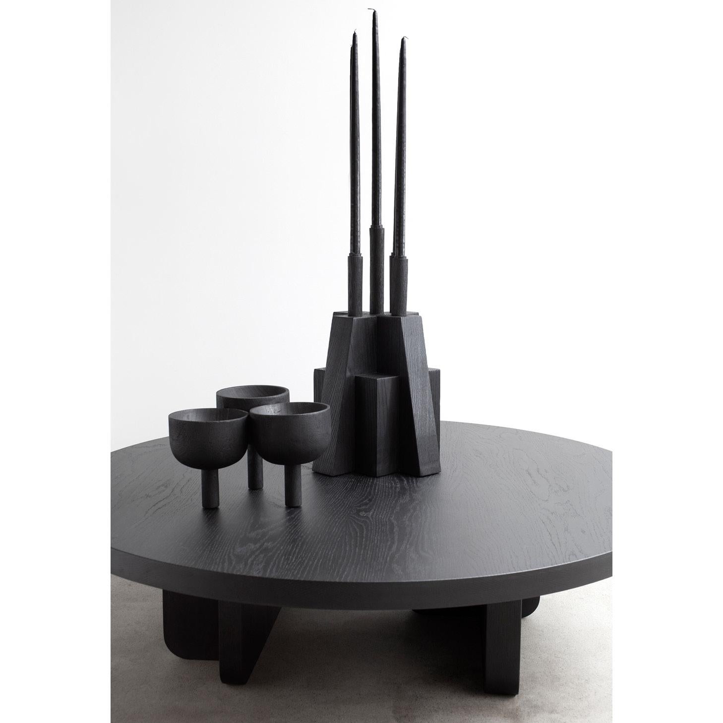 Blackened Arno Declercq - Bunker Candle Holder in Burned and Waxed Oak For Sale
