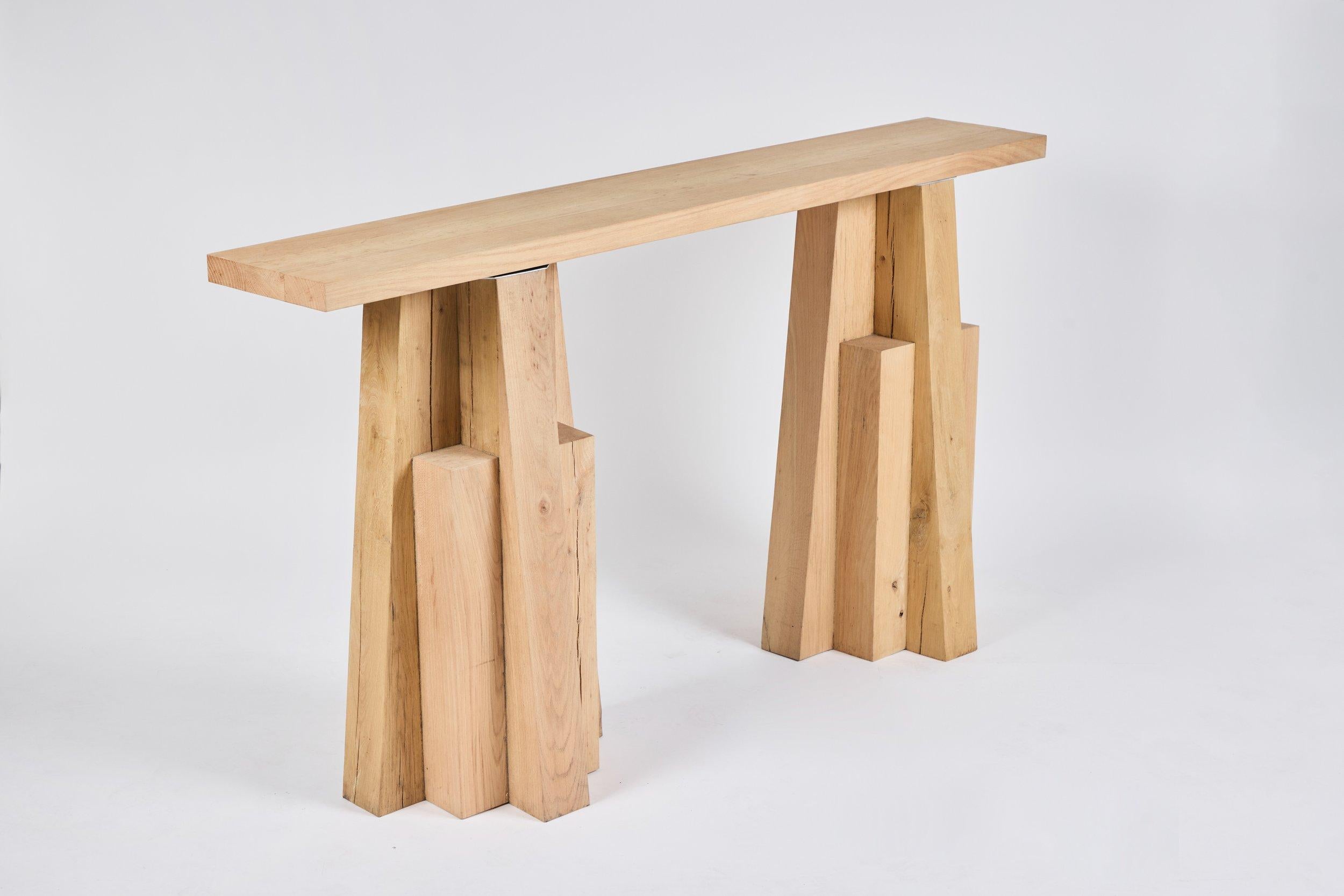  Arno Declercq Custom Console. African Walnut. Contemporary.  Arno Declercq is a Belgian designer and art dealer, born in 1994, who makes bespoke objects with passion for design, atmosphere, history and craft. Measures 16