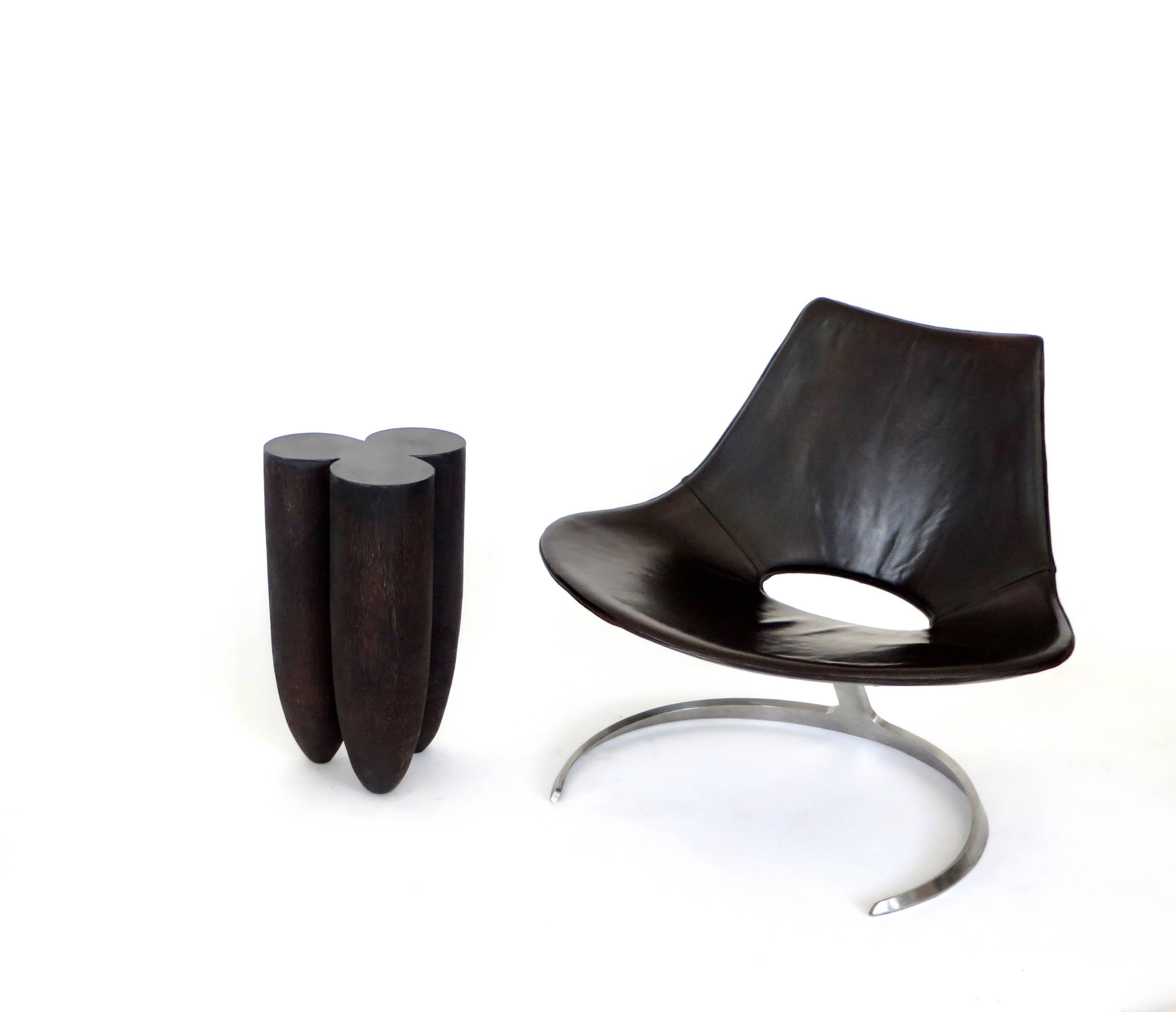 Arno Declercq Senufo Black Iroko Wood and Patinated Burned Steel Stool 8